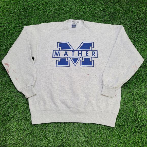 Vintage 90s Mather High-School Champion Sweatshirt XL 24x27 USA Boxy Baggy - Picture 1 of 13
